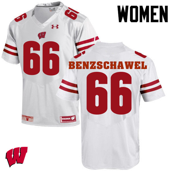 Wisconsin Badgers Women's #66 Beau Benzschawel NCAA Under Armour Authentic White College Stitched Football Jersey WM40W55FZ